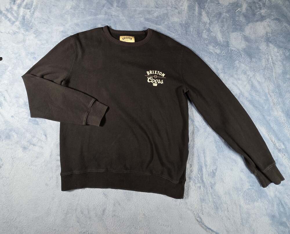 Brixton Coors Banquet Mens Small Black Crewneck Sweatshirt Beer Graphic